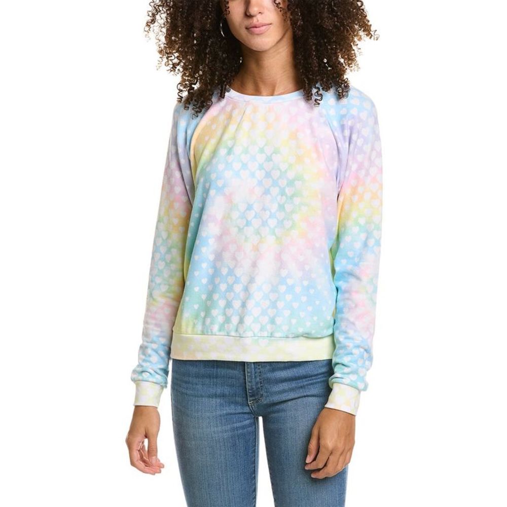 Sol Angeles Pastel Rainbow Heart-Print Crewneck Sweatshirt